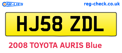 HJ58ZDL are the vehicle registration plates.
