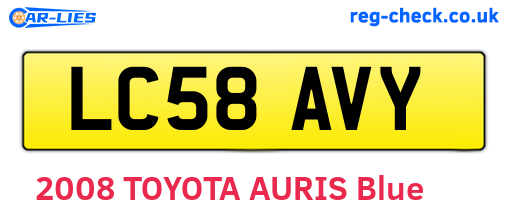 LC58AVY are the vehicle registration plates.