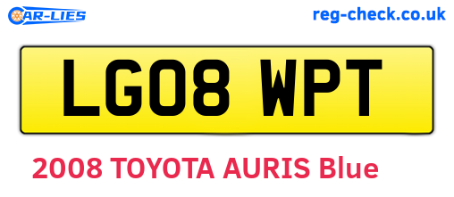 LG08WPT are the vehicle registration plates.