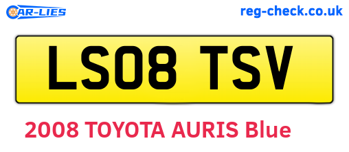 LS08TSV are the vehicle registration plates.