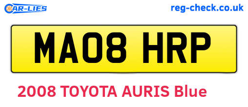 MA08HRP are the vehicle registration plates.