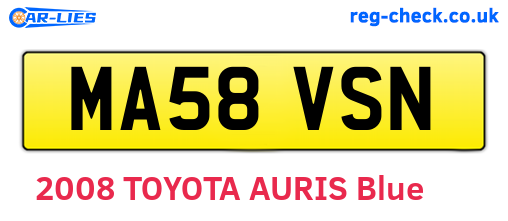 MA58VSN are the vehicle registration plates.