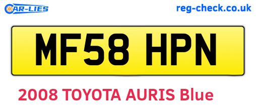 MF58HPN are the vehicle registration plates.