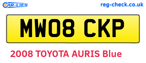 MW08CKP are the vehicle registration plates.