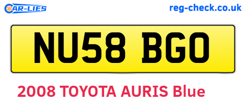 NU58BGO are the vehicle registration plates.