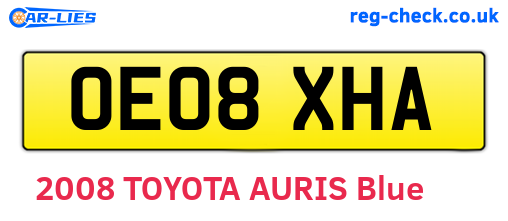 OE08XHA are the vehicle registration plates.