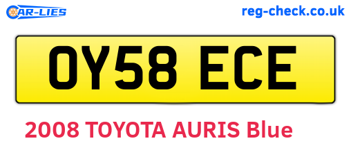 OY58ECE are the vehicle registration plates.