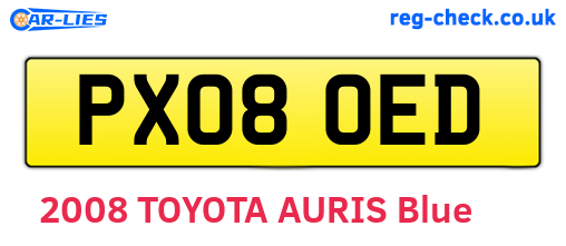 PX08OED are the vehicle registration plates.