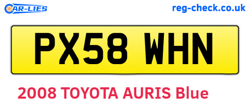 PX58WHN are the vehicle registration plates.