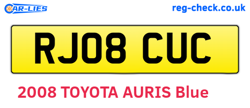 RJ08CUC are the vehicle registration plates.