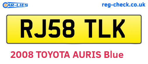 RJ58TLK are the vehicle registration plates.