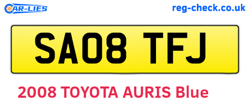 SA08TFJ are the vehicle registration plates.
