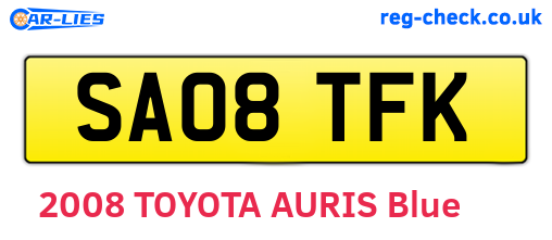 SA08TFK are the vehicle registration plates.