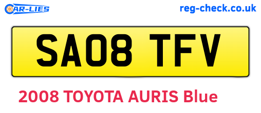 SA08TFV are the vehicle registration plates.