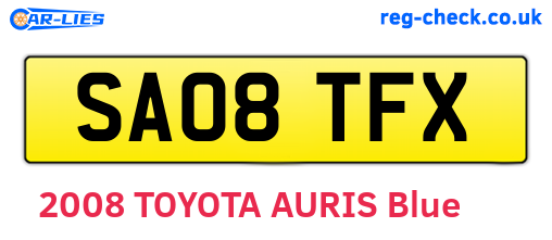 SA08TFX are the vehicle registration plates.