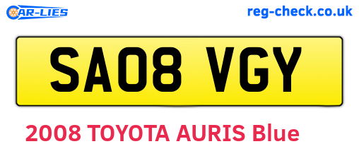 SA08VGY are the vehicle registration plates.