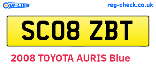 SC08ZBT are the vehicle registration plates.