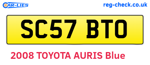 SC57BTO are the vehicle registration plates.