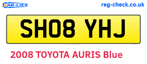 SH08YHJ are the vehicle registration plates.