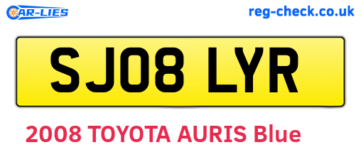 SJ08LYR are the vehicle registration plates.