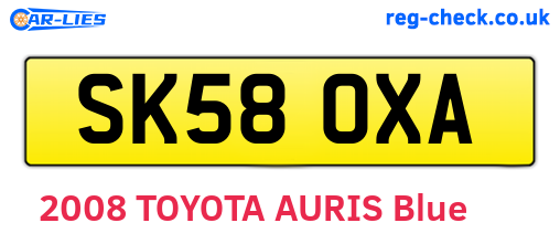 SK58OXA are the vehicle registration plates.