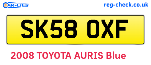 SK58OXF are the vehicle registration plates.