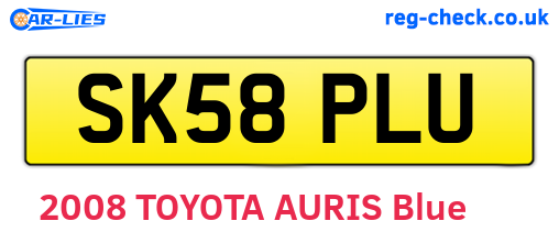 SK58PLU are the vehicle registration plates.