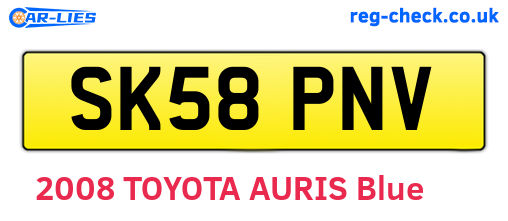 SK58PNV are the vehicle registration plates.