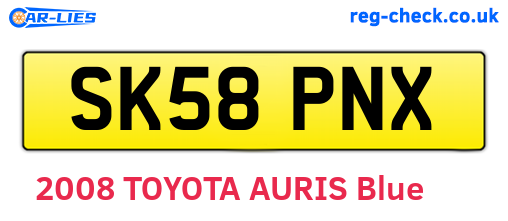SK58PNX are the vehicle registration plates.