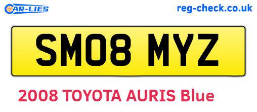 SM08MYZ are the vehicle registration plates.