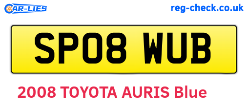 SP08WUB are the vehicle registration plates.