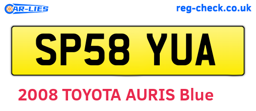 SP58YUA are the vehicle registration plates.