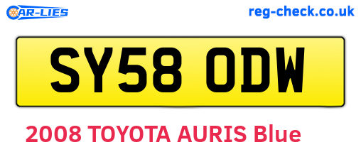 SY58ODW are the vehicle registration plates.