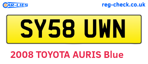 SY58UWN are the vehicle registration plates.
