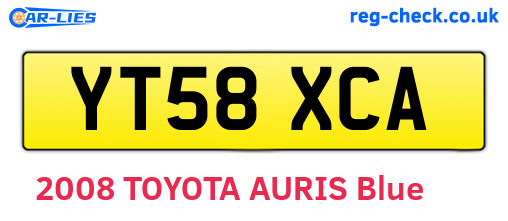 YT58XCA are the vehicle registration plates.