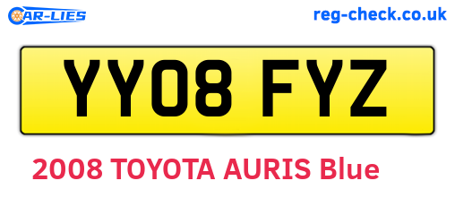 YY08FYZ are the vehicle registration plates.