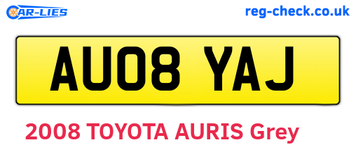 AU08YAJ are the vehicle registration plates.