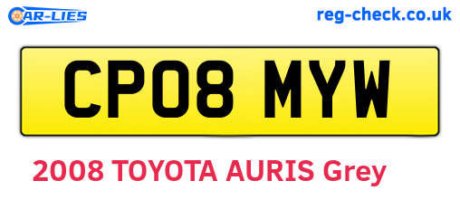 CP08MYW are the vehicle registration plates.