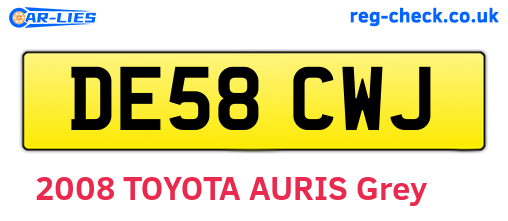 DE58CWJ are the vehicle registration plates.