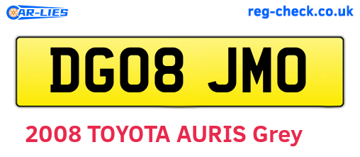 DG08JMO are the vehicle registration plates.