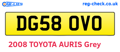 DG58OVO are the vehicle registration plates.