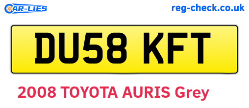 DU58KFT are the vehicle registration plates.