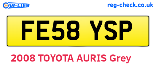 FE58YSP are the vehicle registration plates.