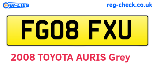 FG08FXU are the vehicle registration plates.