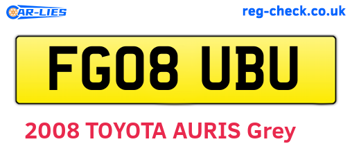 FG08UBU are the vehicle registration plates.
