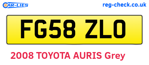 FG58ZLO are the vehicle registration plates.