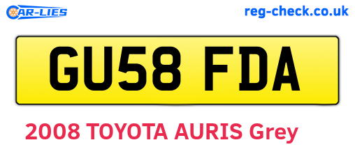 GU58FDA are the vehicle registration plates.