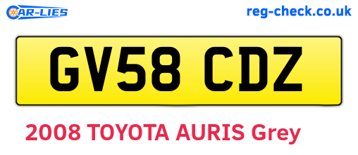 GV58CDZ are the vehicle registration plates.