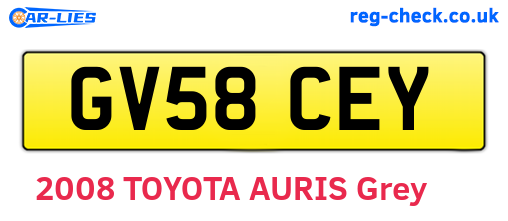 GV58CEY are the vehicle registration plates.