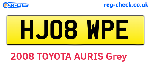 HJ08WPE are the vehicle registration plates.